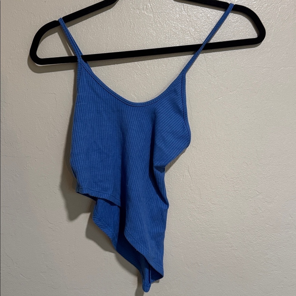 Reformation Blue Asymmetrical Oceane Knit Tank - Picture 2 of 6